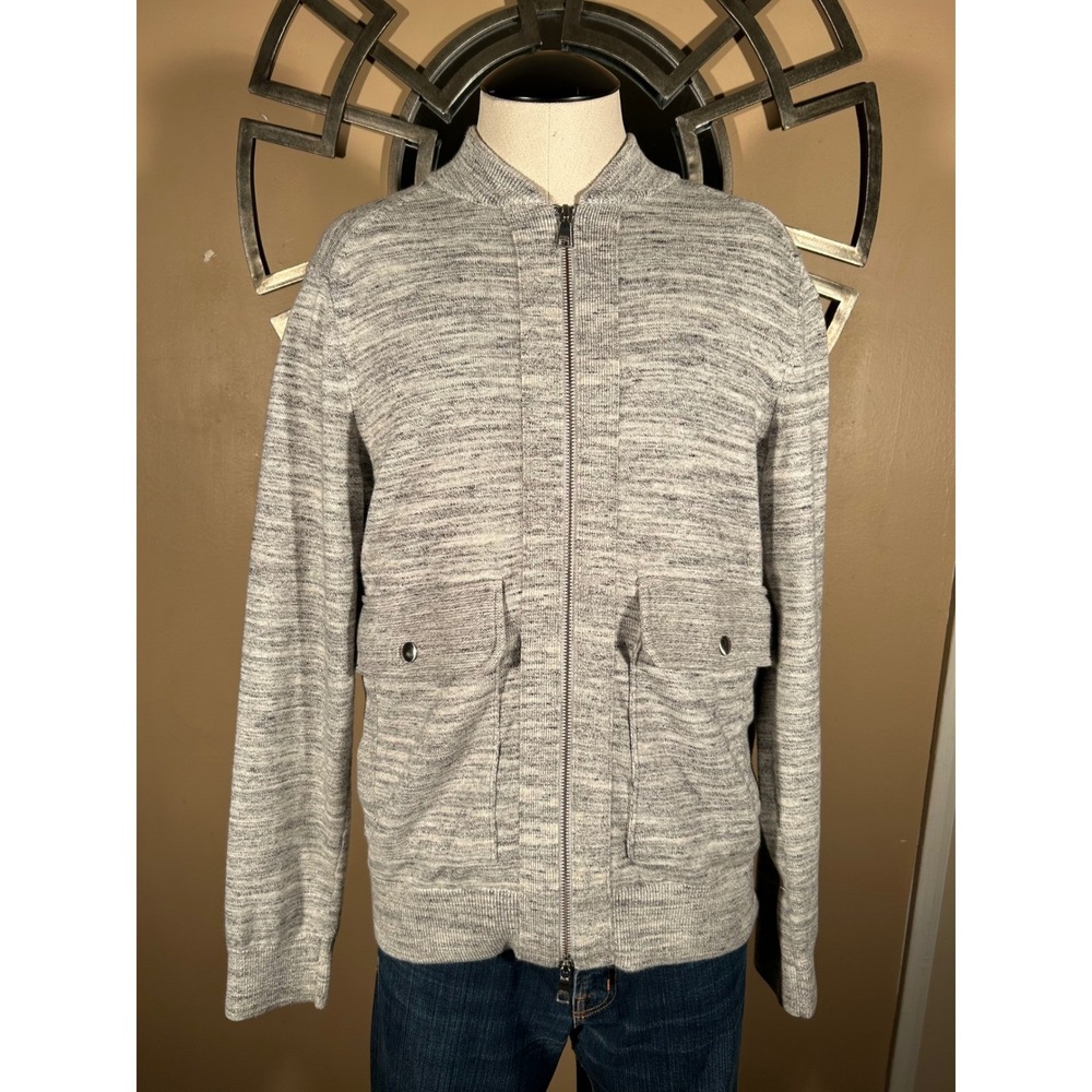 Banana Republic Men's Gray Speckled Knit Bomber Jacket Size S